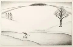 Arnold Friedman, Skater and Dog, Lithograph
