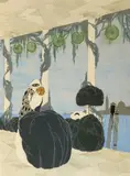 Victor Ninon, Masquerade in Venice, Color lithograph on paper