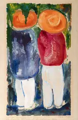 Carl Pappe, Los Dos Companeros-Taxco, Mixed Media on paper
