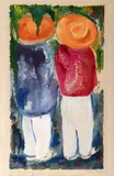 Carl Pappe, Los Dos Companeros-Taxco, Mixed Media on paper