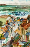 M. Barth, Village of Tramore, Watercolor on paper