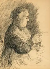 Antonio Barone, Old Lady Knitting, Pencil on paper