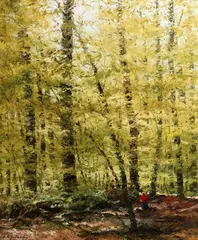 Joseph Koutachy, Lady Among Tall Trees, Oil on canvas
