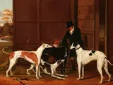 Eric Lundgren, Huntsman with His Hounds, Oil on board