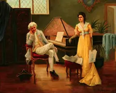 M. Gilbert, The Music Lesson, Oil on canvas
