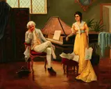 M. Gilbert, The Music Lesson, Oil on canvas