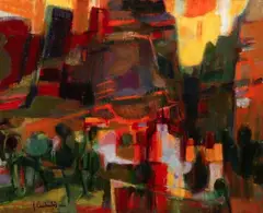 Jacques Courboulès, VILLAGE EN MONTANGE, sign lower left and dated 1964; also titled on reverse, Oil on canvas