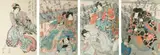 Kuniyoshi Utagawa, "WARRIORS", color triptych, very good color, impression and condition, horizontal center fold on each print