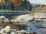 Ottmar von Fuehrer, The Clarion River, Gouache on paper