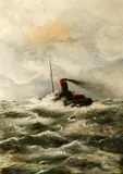 Cornelis Koppenol, Ship Under Heavy Seas, Oil on canvas