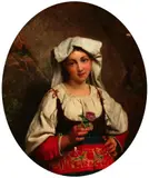 Alfonso Chierici, Girl with Rose, Oil on canvasChierici's work is in the permanent collection