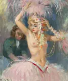 Charley Garry, Dancer with Feathers and Attendant, Oil on canvas