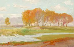 Léon Barotte, Autumn Landscape, Oil on canvas