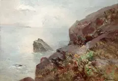 Alfred J. Warne Browne, Looking Out to Sea, Oil on panel