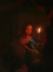 Godfried Schalcken, Woman Reading a Letter by Candlelight, Oil on canvas