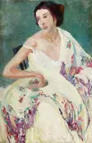 Sarah Sewell Munroe, Woman in a Flowered Gown, Oil on canvas