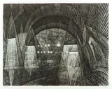 Bronwen Roberts, Union Station, Black and white lithograph