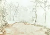 P. Crane, Mountain Stream, Color lithograph