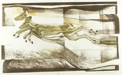 Tandem Leaps by Riddick, Color lithograph, offered Jul 2004