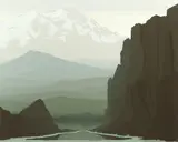 Shurer, Mount Mckinley, Color lithograph