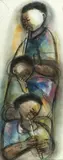 Godfrey Ndaba, Wind Trio, Chalk on paper