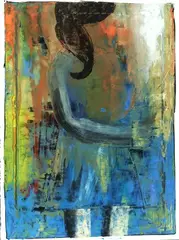 Jay Etkin, Girl in a Blue Skirt, Oil on paper