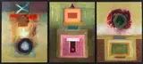 M. Barringer, Three Geometric Studies, Mixed media on paper