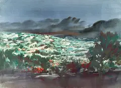 Lumen Martin Winter, Mountain Range at Sunset, Watercolor