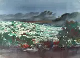 Lumen Martin Winter, Mountain Range at Sunset, Watercolor