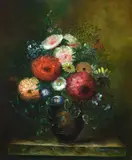 Jasper Geeraards, Still Life with Floral Bouquet, Oil on canvas