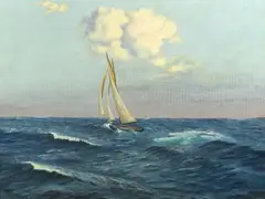 W. Jeanson, Ship at Dawn, Oil on canvas