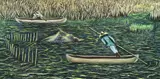 D. Escamilla, Fishing Among the Reeds, Oil on canvas