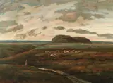 Andrew Wilson, Shepherd with Sheep at Sunset, Oil on canvas