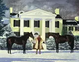 Crowell, (Liz Whitney at Llangollen Farm) Llangollen Stallions: Correspondent & Endeavour Ii, Oil on board