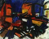 Jan Sierhuis, Porte de Amsterdam, Label on reverse "Biennale du Musee d' Art Moderne de Sao Paulo." Oil on canvas
