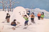 Takahashi, Winter Landscapes, FOREST, one color woodcut, very good impression, color, and condition - oban tate-e