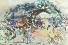 W. H. Pak, Untitled, ABSTRACT LANDSCAPE M4, watercolor on paper, signed lower left