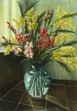 Yellow and Pink Flowers by Manrico Fedi, Acrylic on canvas, sold Jul 2004