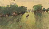 William Henry Holmes, Afternoon in the Park, Watercolor
