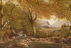 Paul Morgan, Woman in the Golden Forest, Oil on canvas mounted on board