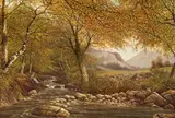 Paul Morgan, Woman in the Golden Forest, Oil on canvas mounted on board