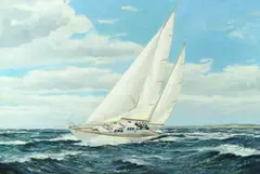 M.G Friedrich, Sailing Party, Oil on canvas