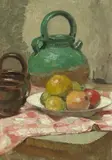 Jean Philippe Gayral, Still Life with Kettle and Fruit, Oil on canvas