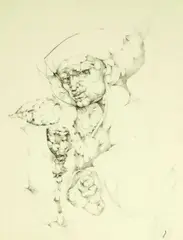 Leon Kelly, The Moment of Truth, Pen and ink on paper