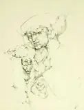 Leon Kelly, The Moment of Truth, Pen and ink on paper