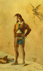 Eliot Daingerfield, The Falconer, Watercolor