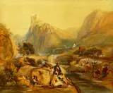 James T Herve D'egville, Castle of Gonzo in the Mountains of Friuli, Watercolor