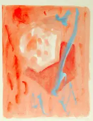 Jacob Kainen, Abstract in Salmon with Blue Strokes, Watercolor on paper