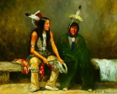Joseph William Dawley, Two Indian Men, Oil on panel