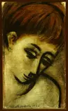 Roberta González, Head of a Woman, Oil on board